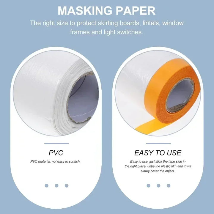10/30m Disposable Cuttable Dust Film Self-adhesive Dustproof Film Plastic Paint Drop Cloth Sheeting Roll Pre-Taped Masking Films