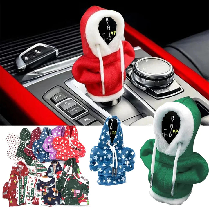 Winter Fashion Hoodie Car Gear Shift Knob Cover Manual Handle Gear Shift Decor Automatic Magical Christmas Interior Accessories
