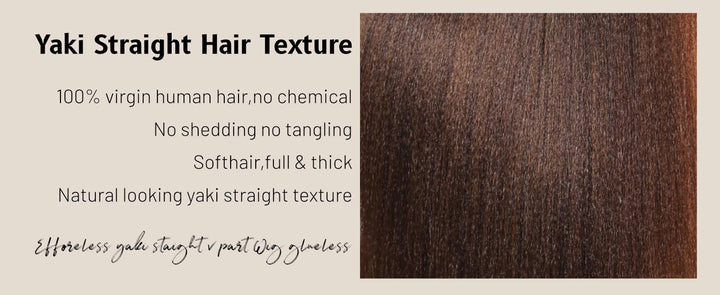 UNice Hair Ombre Brown Yaki Straight V Part Wig 100% Human Hair Upgrade U Part Wig Easy Blend Super Natural Human Hair Wigs