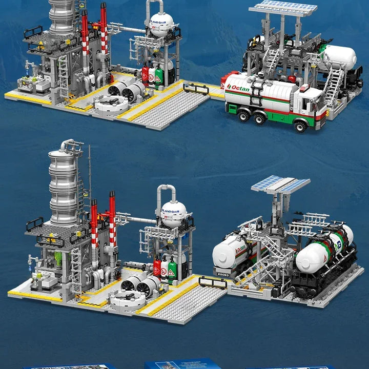 City Street View Building Blocks Natural Gas Storage Center Laboratory Transport Station 3 In 1 Assembly Model Bricks Kids Toys