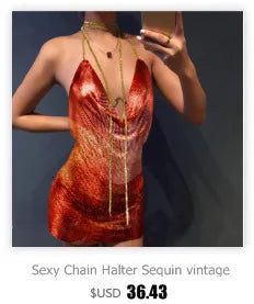 Sexy see through Chain Sequin summer dress women backless mini birthday party dress night club outfits evening dresses vestidos