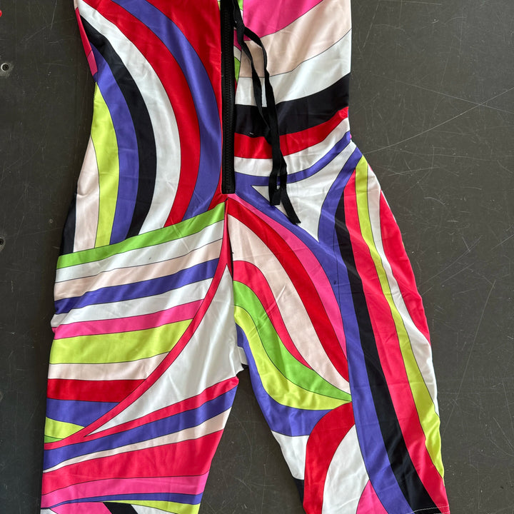 STYLISH LADY Contrast Color Striped Printed Playsuits 2025 Summer Women Strapless Bodycon Sexy Club Party Short Jumpsuits