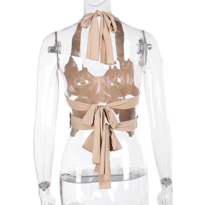 Butterfly Halter Tops Women Summer Outfits Backless Neck Mounted Golden Y2k Clothes Slim Sleeveless Ropa De Mujer