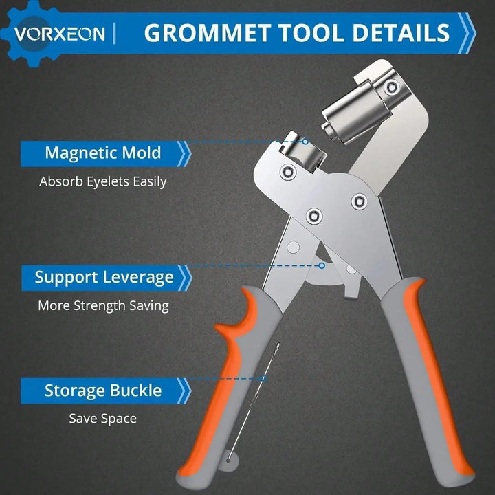 Grommet Tool Kit, 3/8 Inch(10mm) Metal Eyelet Pliers Hole Punch Tool For Leather Tarpaulins  PVC With 300Pcs Aluminum Eyelets