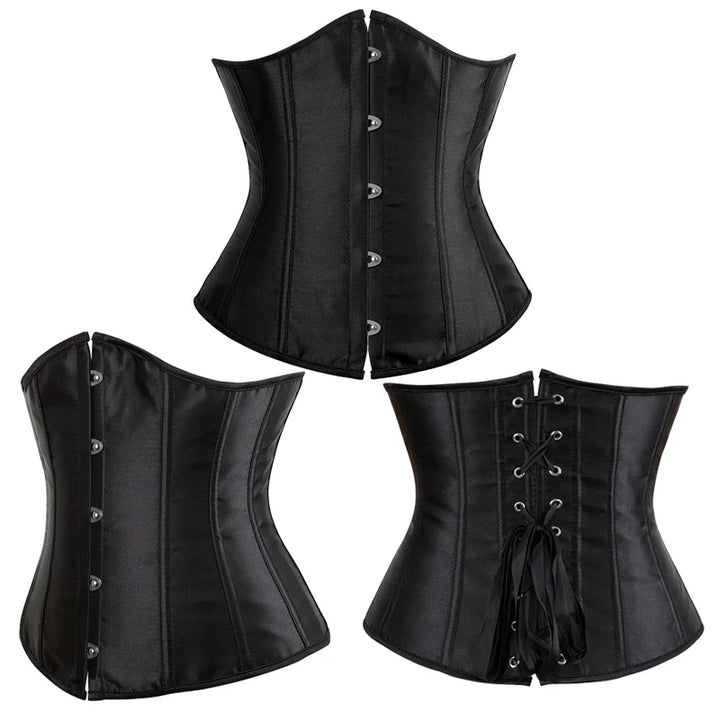 Blue Pink Purple Apricot White Red Brown Black Women Underbust Corset Lace Up Boned Waist Trainer Bustier Bauques Corselet