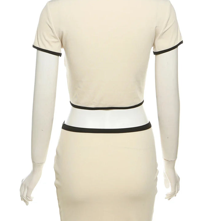 Weird Puss Ribbed Women 2 Piece Set Polo Neck Button Shorts Crop Tops+Mini Skirts Matching Stretch Elegant Streetwear Outfits