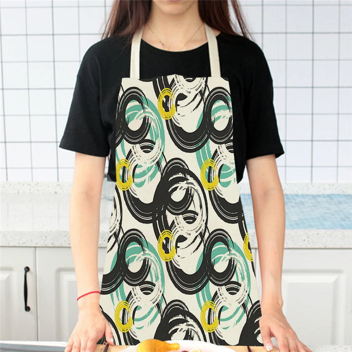 Abstract Geometry Painting Apron for Kitchen Women Home Cooking Aprons Cooking Baking Bibs Cleaning Supplies Kitchen Accesories