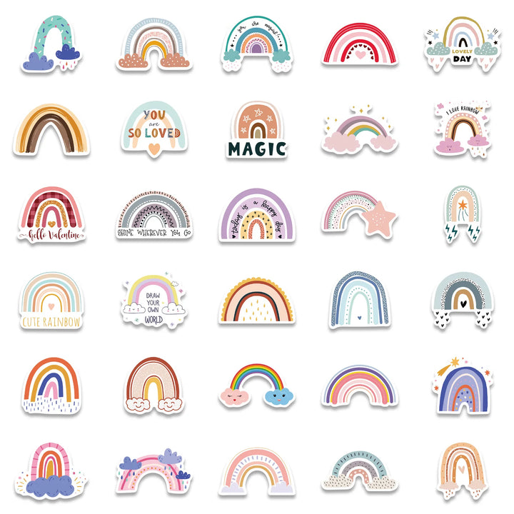 60pcs Cartoon Rainbow Stickerfor Gift Package Card Envelope Wrapping Party Baking Small Business Travel Luggage Classic Sticker
