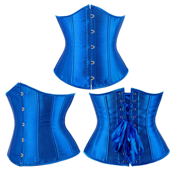 Blue Pink Purple Apricot White Red Brown Black Women Underbust Corset Lace Up Boned Waist Trainer Bustier Bauques Corselet