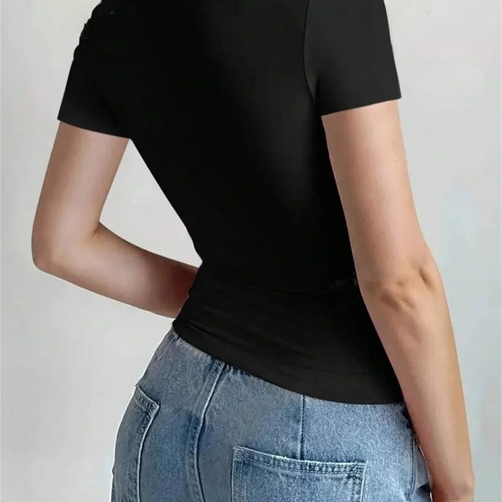 Casual Basic T-Shirts For Women Spring Summer New Short Sleeve O Neck Top Solid Simple Y2k Tees Lady Pullover Crop Tops Street