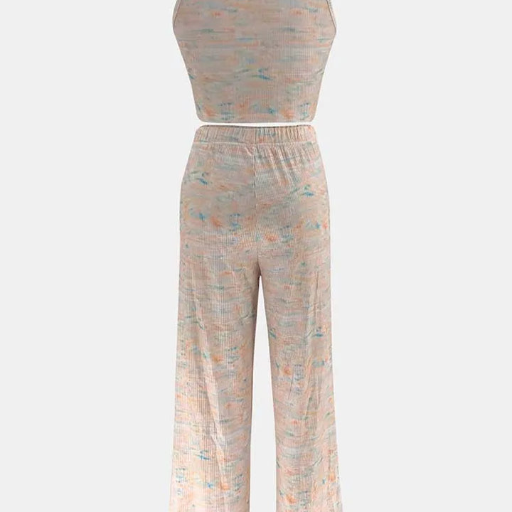 2 Piece Sets Womens Outfits Elegant Stretchy Knitted Summer Suit Sexy Sleeveless Top and Pant Suit Wholesale Dropshipping