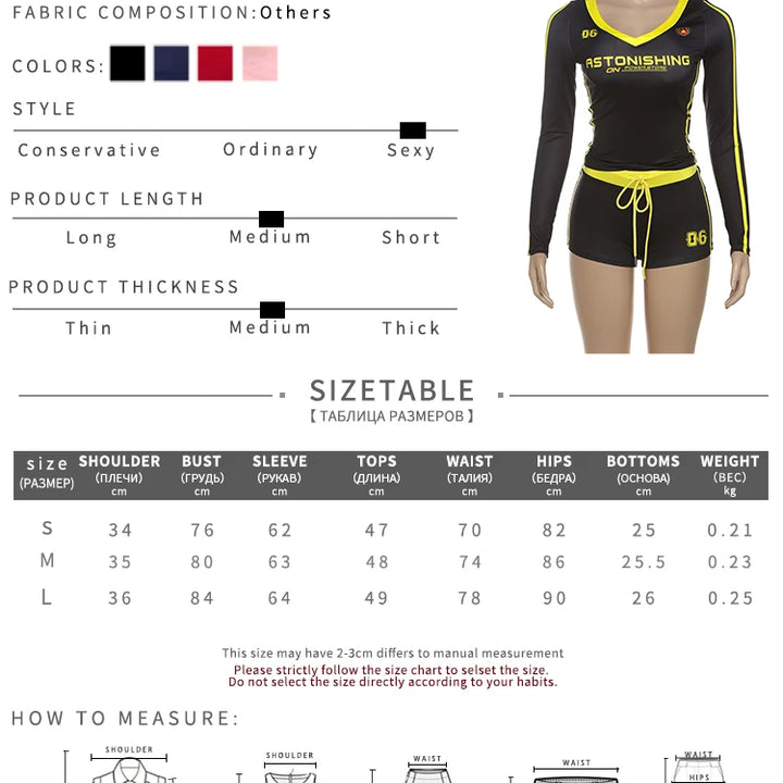 Nibber Women Tracksuit 2 Piece Set Stroke Tight Hipster Letter Print Sporty Casual Crop Tops+Shorts Vitality Matching Outfits