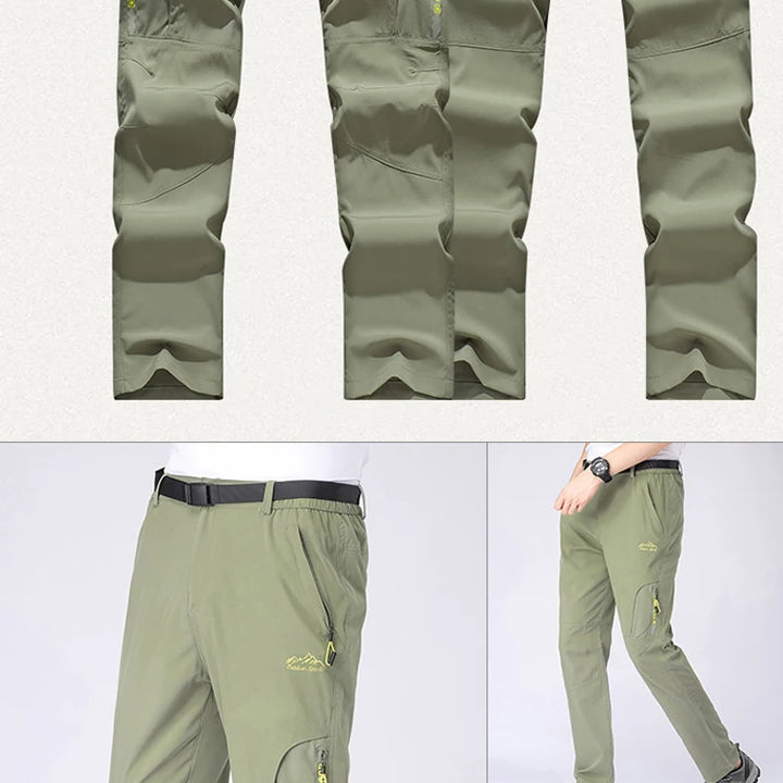L-5XL Summer Men's Outdoor Hiking Pants Lightweight Quick Dry Fishing Jogging Camping Pants Men Travel Trousers Zipper Pockets