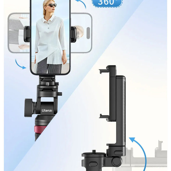 Ulanzi MT-78 Quick-Release Tripod with Cold Shoe Mount 1.85M Height with Flexible Ball Head for Selfie Vlogging Live Photograph