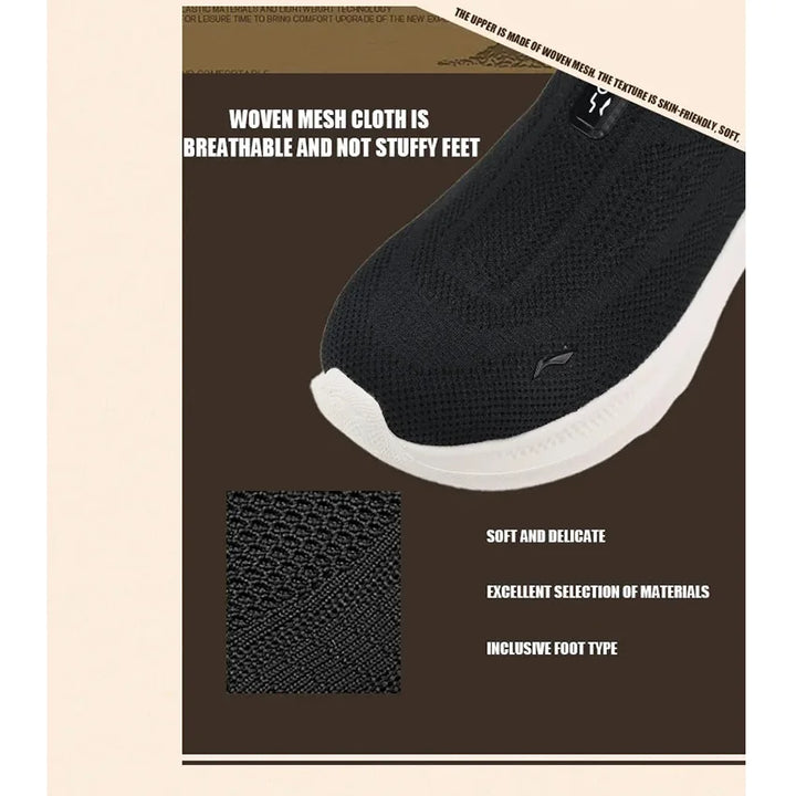 LI-NING Mens SOFT GO 2 Knit Slip-on Casual Walking Shoes Cushion Comfort Stable Mesh Jogging Daily Sports Sneaker AGLV017