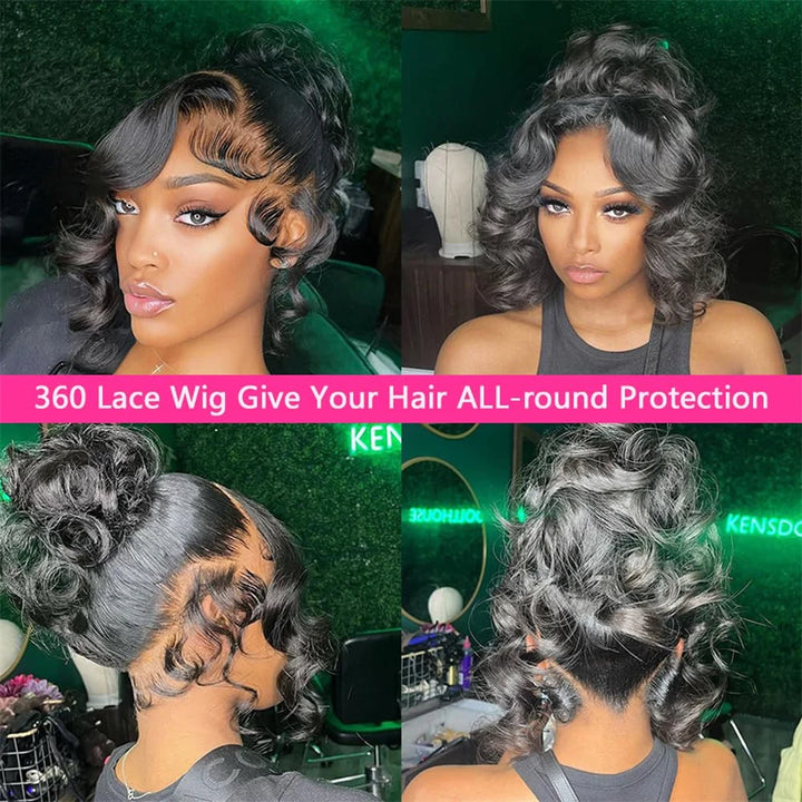 Body Wave 360 Lace Frontal Wig Transparent Lace Front Human Hair Wigs for Women Brazilian Water Wave 360 Full Lace Wig on Sale