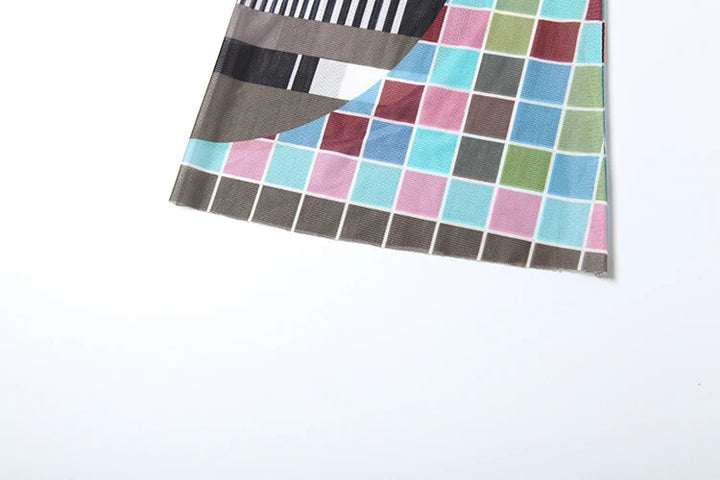 Weird Puss Aesthetic Print 2 Piece Set Women Sexy See Through Colorful Coquette Tank Tops+Pants Hipster Matching Clubwear Outfit