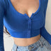 Slim V-neck Long Sleeve Bottomed Womens Tops And Blouses High Street Solid Color Open Navel Cardigan