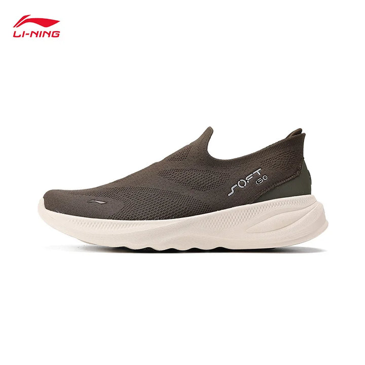 LI-NING Mens SOFT GO 2 Knit Slip-on Casual Walking Shoes Cushion Comfort Stable Mesh Jogging Daily Sports Sneaker AGLV017