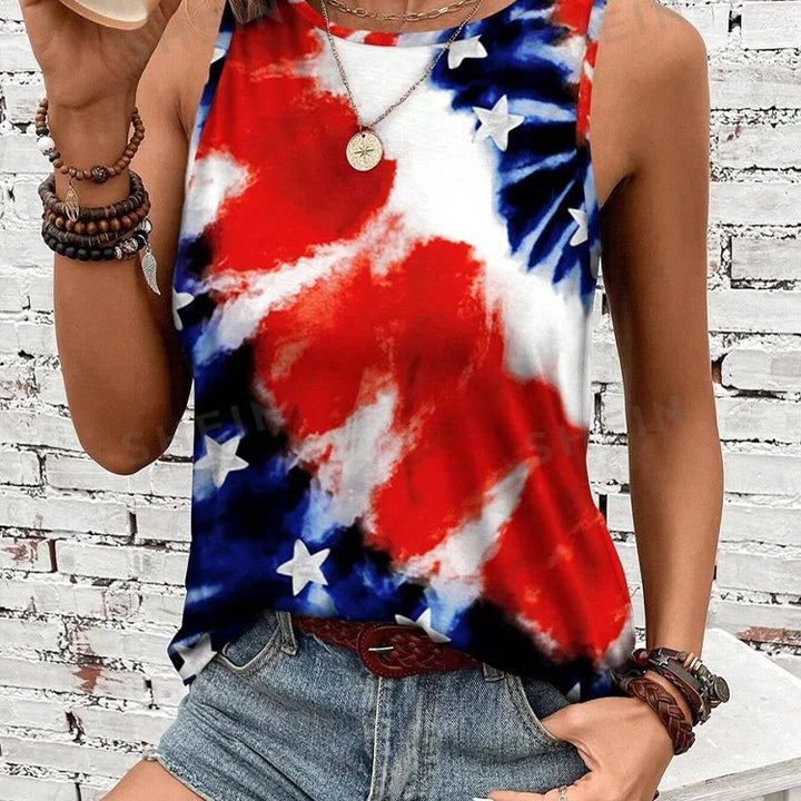 Rock Hip Hop Print Women's Tank Top Summer Street Fashion Women's Crew Neck Tank Top Everyday Casual Women's Sleeveless T-shirt