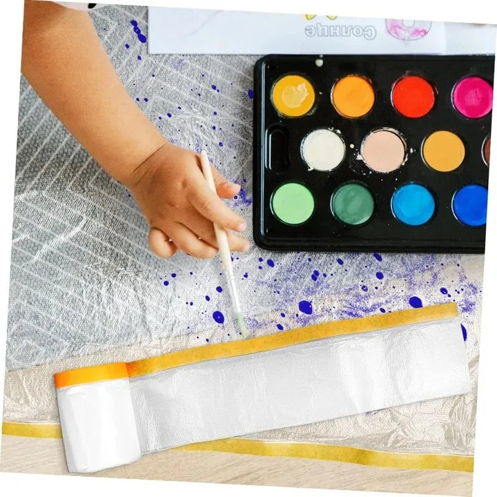 10/30m Disposable Cuttable Dust Film Self-adhesive Dustproof Film Plastic Paint Drop Cloth Sheeting Roll Pre-Taped Masking Films
