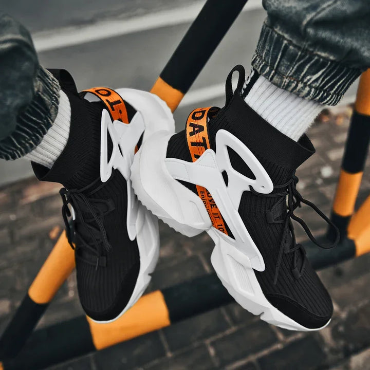 High-top Sock Sneakers Men Trendy Hip-hop Sports Shoes Male Mesh Breathable Jogging Shoes Oversize Walking Shoes Male Footwear