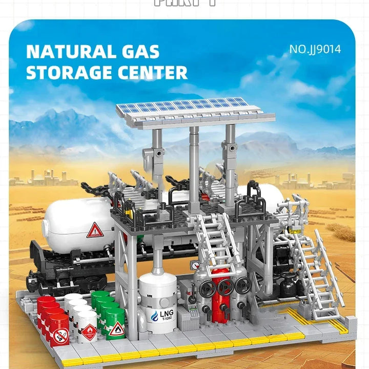 City Street View Building Blocks Natural Gas Storage Center Laboratory Transport Station 3 In 1 Assembly Model Bricks Kids Toys