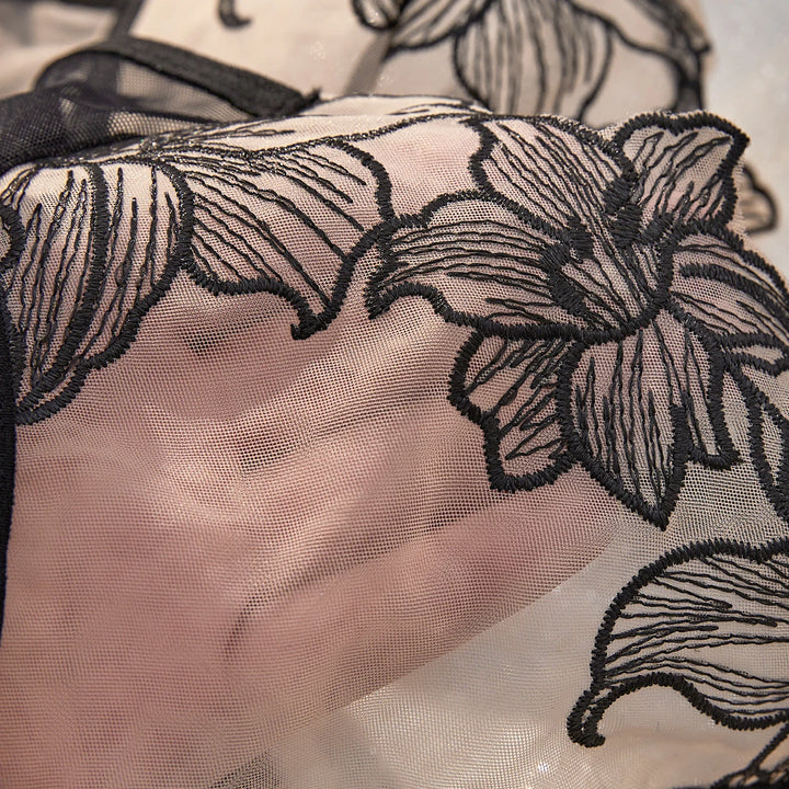 Elegant Black Sexy Nighty Underwire Bra Underwear Set Party Club Night Women Chef Ultrathin Underwear set