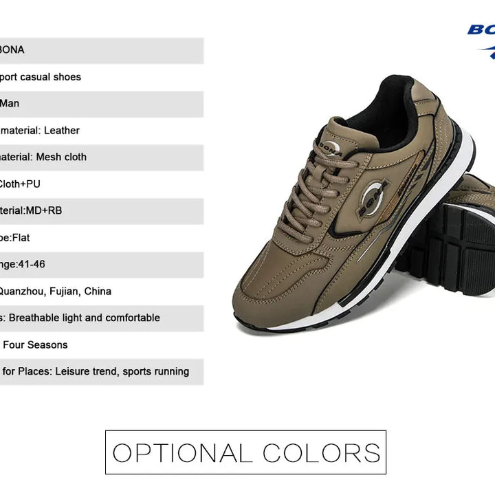 BONA 2023 New Designers  Man Anti-slip Jogging Footwear Trendy Running Shoes Men Outdoor Walking Sport Shoes Man Sneaker