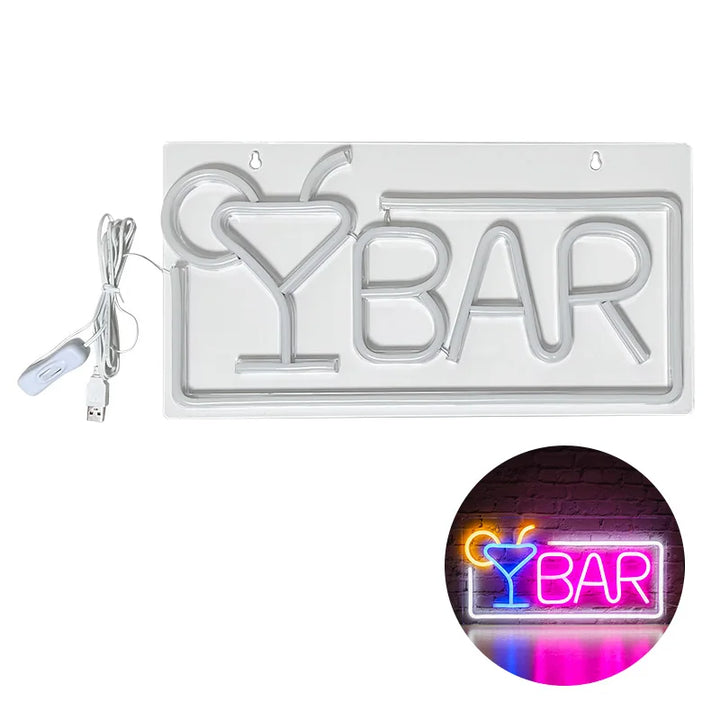 Bar Letter Neon Sign LED Light, Wall Lamp for Bar Party Night Club Man Cave Restaurant Festival Celebration Decoration Party