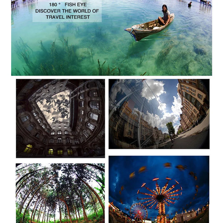 3 in 1 Fisheye Wide Angle Micro Camera Lens for iPhone 0.67X Wide Angle Zoom Fish Eye Len on Smartphone Lenses with Phone Clip