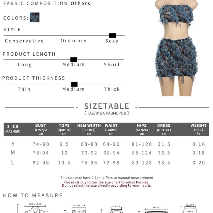 kliou Stacked Crochet 2 Piece Set Women Panelled Patchwork Wrapped Chest Crop Tanks+Sheer Slim Mini Skirts Female Street Outfits
