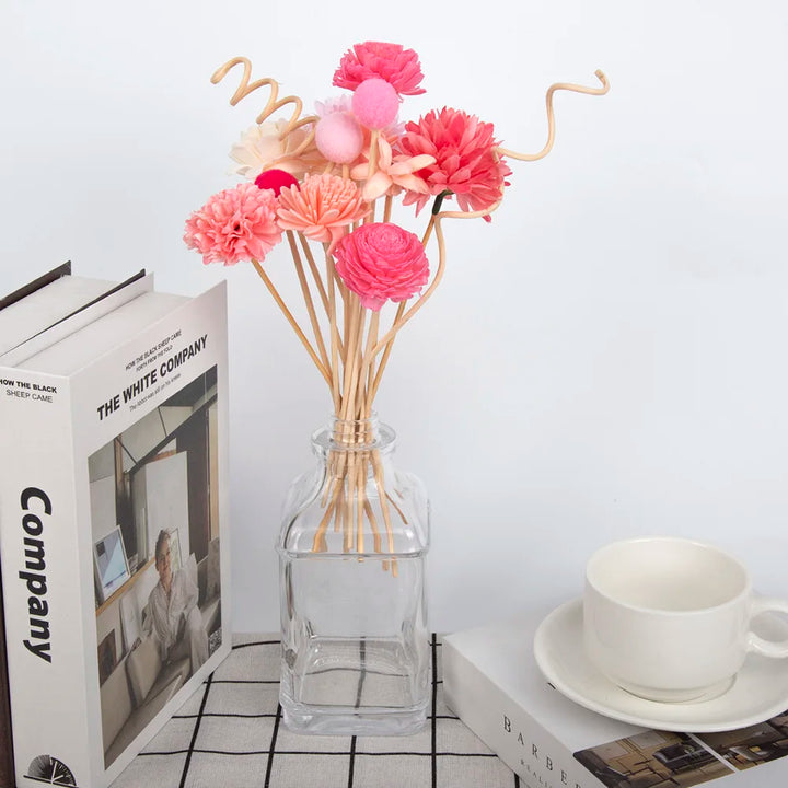 NEW 15PCS Pink Series Flower Rattan Sticks Fireless Fragrances Reed Diffuser Stick Diy Ornaments Home Decor