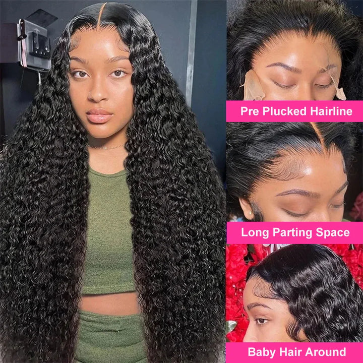 Deep Wave 13x4 Lace Frontal Human Hair Wigs 13x6 Water Curly Remy Lace Front Wigs 40 Inches Preplucked Hair For Women On Sale