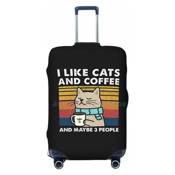 I Like Cats And Coffee Luggage Cover Suitcase Protector Thicken Elasticity Dust Covered Anti-scratch Protective Case 18-32 Inch