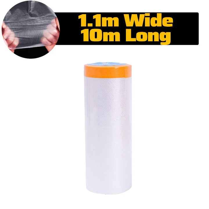 10/30m Disposable Cuttable Dust Film Self-adhesive Dustproof Film Plastic Paint Drop Cloth Sheeting Roll Pre-Taped Masking Films