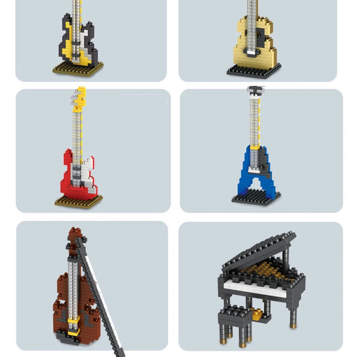 MOC Musical Instrument Building Blocks Music Series ABS Plastic Mini Piano Guitar DIY Assembly Bricks Children Educational Toys