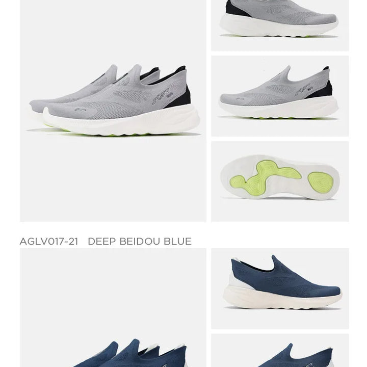 LI-NING Mens SOFT GO 2 Knit Slip-on Casual Walking Shoes Cushion Comfort Stable Mesh Jogging Daily Sports Sneaker AGLV017