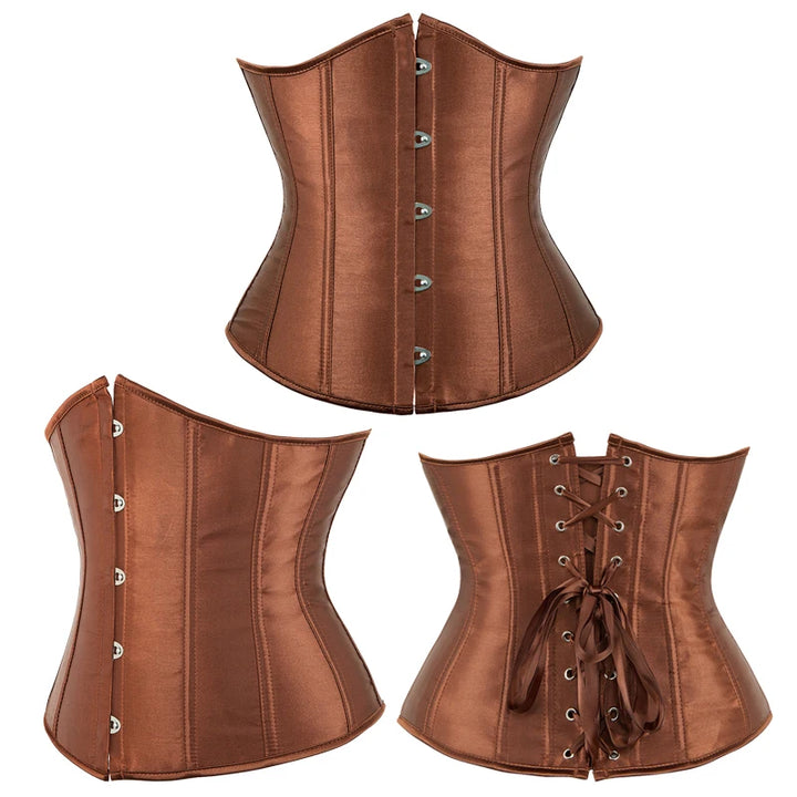 Blue Pink Purple Apricot White Red Brown Black Women Underbust Corset Lace Up Boned Waist Trainer Bustier Bauques Corselet