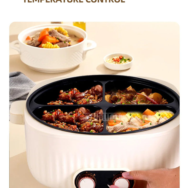 6L Four-Grid Hot Pot Machine Multi Cooker Household Large Capacity Electric Cooking Pot