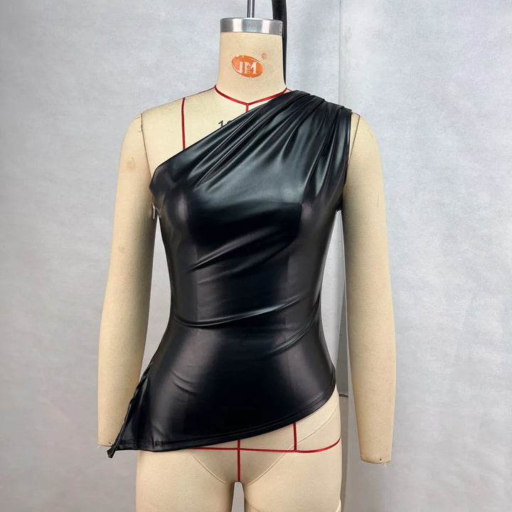 2024 Fall Snd Winter New Pure Color Slim Sleeveless One-Shoulder Slanting Collar Zipper Show Thin Jacket