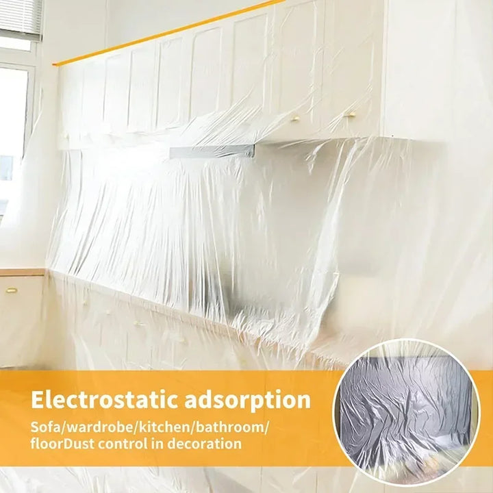 10M Self-adhesive Dustproof Film Furniture Dust Protection Masking Film Home Waterproof Plastic Film Wall Painting Protect Cover