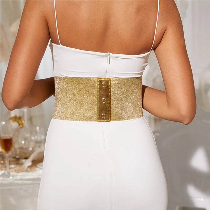 Goth Gothic Clothing Underbust Corset Women Belts Elastic Wide Bright Leather Golden Corsets For Waist Trainer