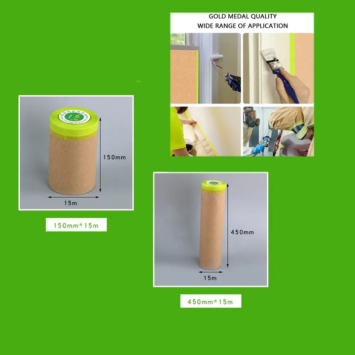 1 Roll Wall Treatment Pre Taped Masking Paper Covering For Painting Self Adhesive Spray Masking Protective Paper Wall Protector