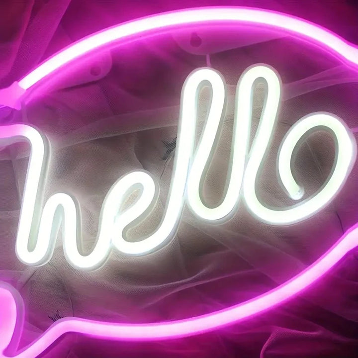 LED Hello Neon Lights Sign Custom Letters for Party Wedding Decorations Home Wall Room Convenience Store Bar Decor