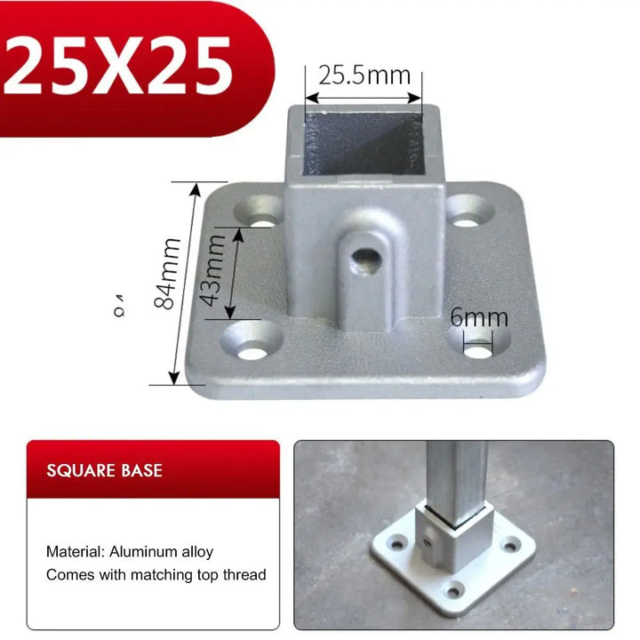 New Aluminum Alloy Square Tube Fixed Pipe Clamp Connector Accessories Aluminum Alloy Elbow Three-way Square