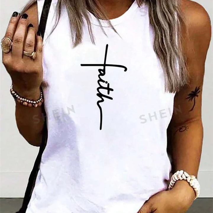 Rock Hip Hop Print Women's Tank Top Summer Street Fashion Women's Crew Neck Tank Top Everyday Casual Women's Sleeveless T-shirt