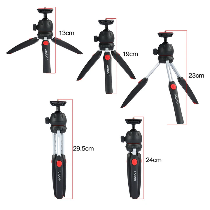 Andoer H20 Mini Tabletop Tripod Portable Foldable Phone Camera Tripod Stand with Removable Ball Head with 1/4 Inch Screw