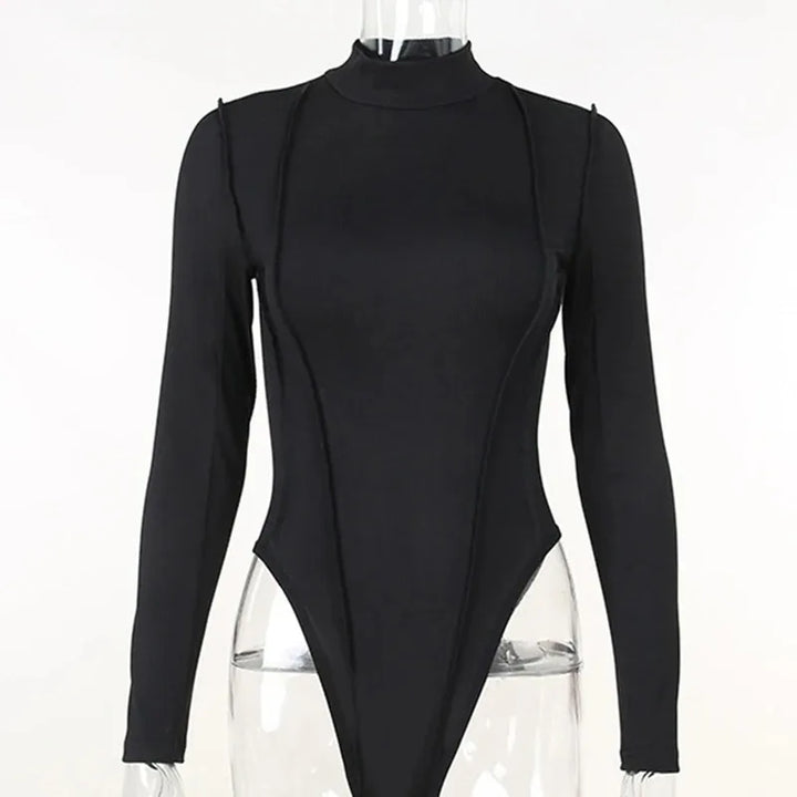 Y2K Europe and America's top women's fashion sexy jumpsuit long sleeve leisure slim solid color jumpsuit body top women's suit c