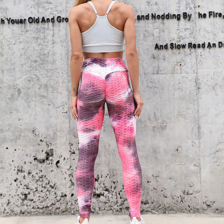 Yoga Pants Tie Dye Seamless Leggings Push Up Women Sports Fitness Contour Yoga Running Pants Elastic Nylon Tights Legging